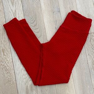 Vibrant Red Textured Leggings